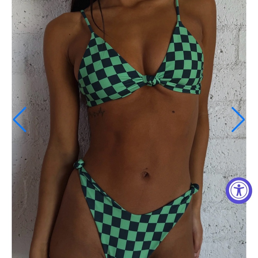 Skatie Green and Black Retro Checkered Bikini
